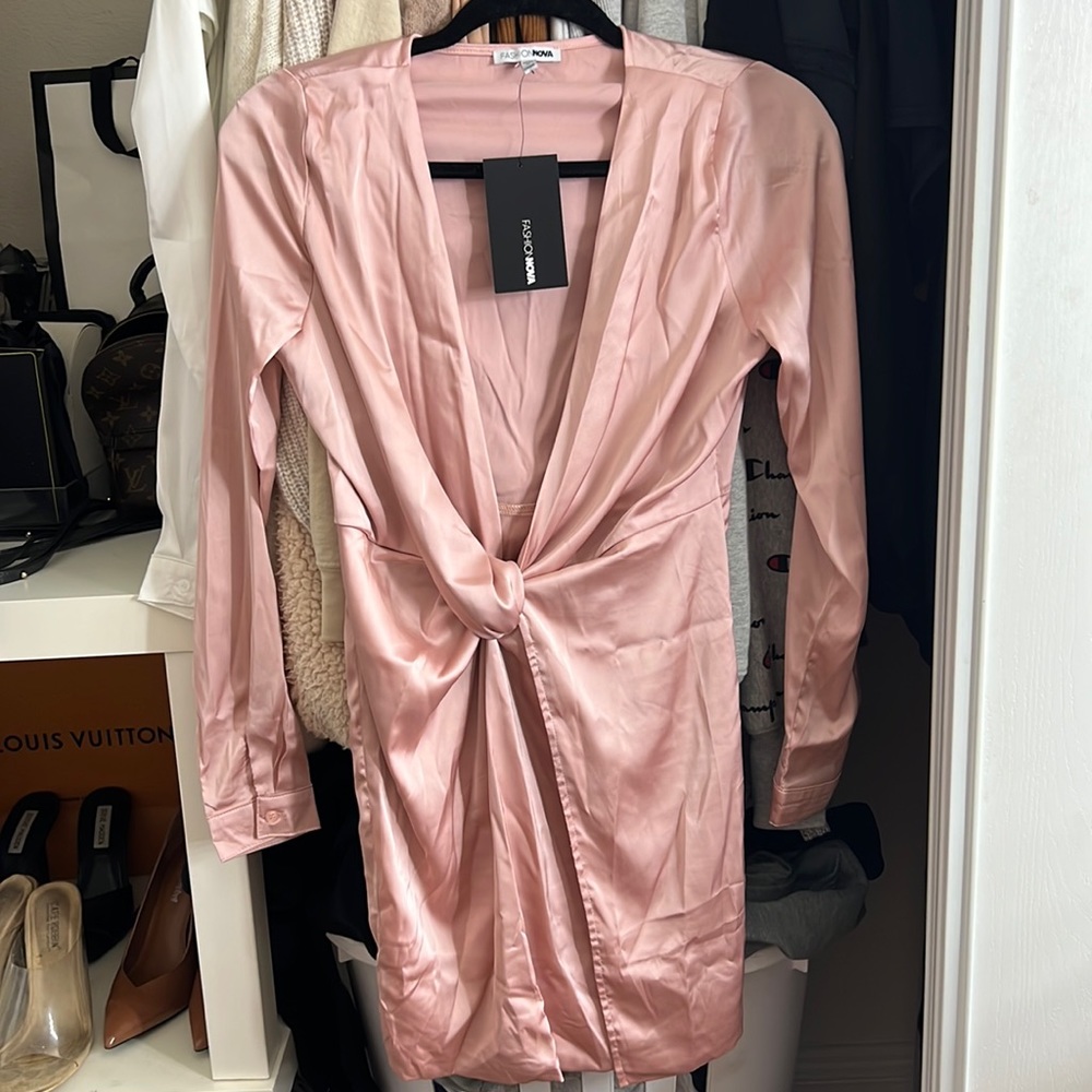 Fashion Nova Sugar Free dress in Blush